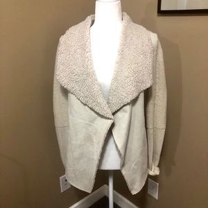 Fur collared cardigan